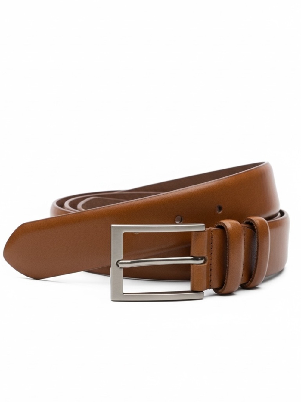 BOCONI NASHVILLE USA Brown Leather Belt Handcrafted Silver Tone Buckle Sz 38/95